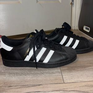 Adidas Superstar Black Sneakers with White Stripes